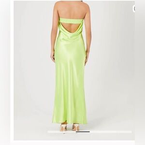 Forever 21 Lime Satin Maxi Dress with Cutout